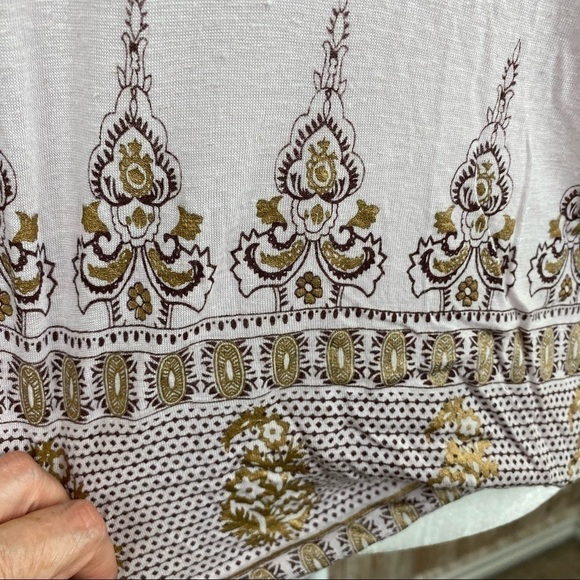 Free People Medallion Linen Blend Long Sleeve Top Size Small - Picture 7 of 12